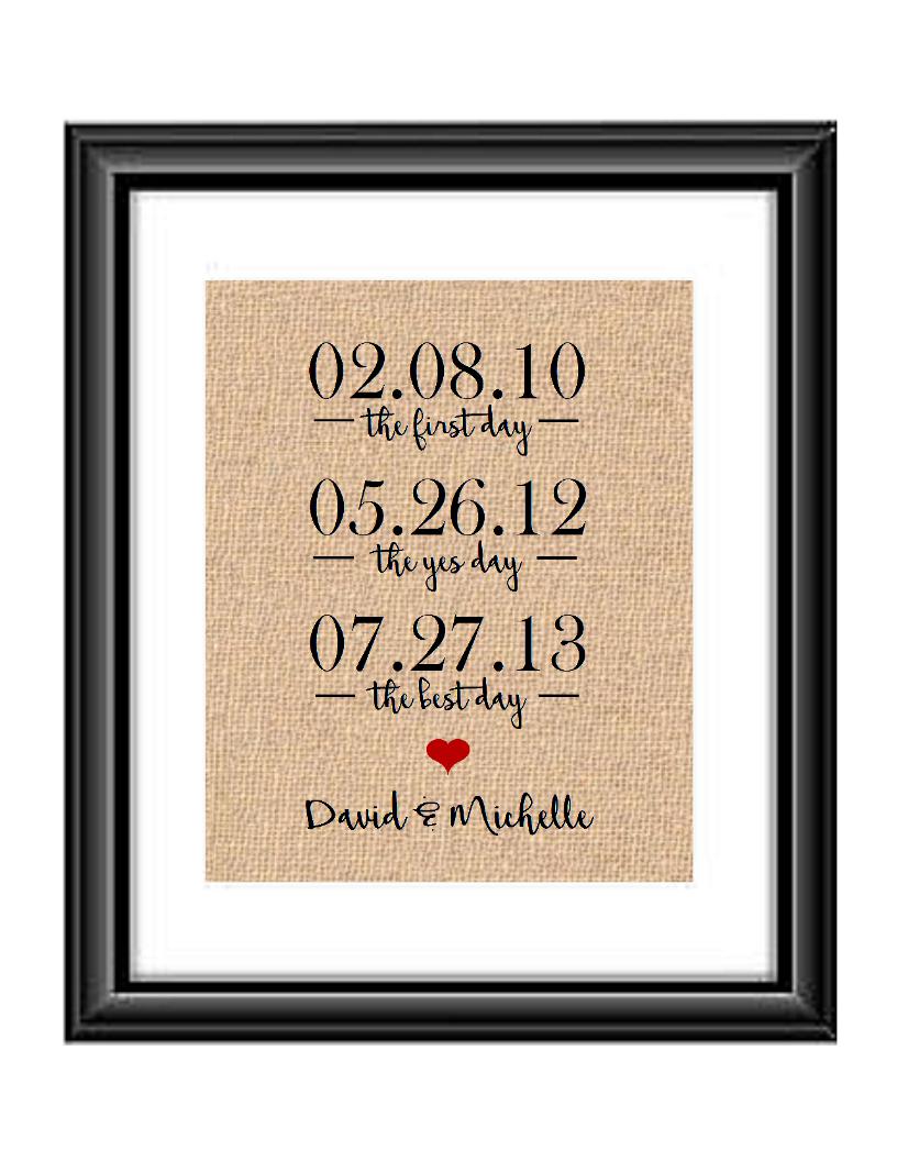 The First Day, The Yes Day, The Best Day Burlap or Cotton Personalized Print