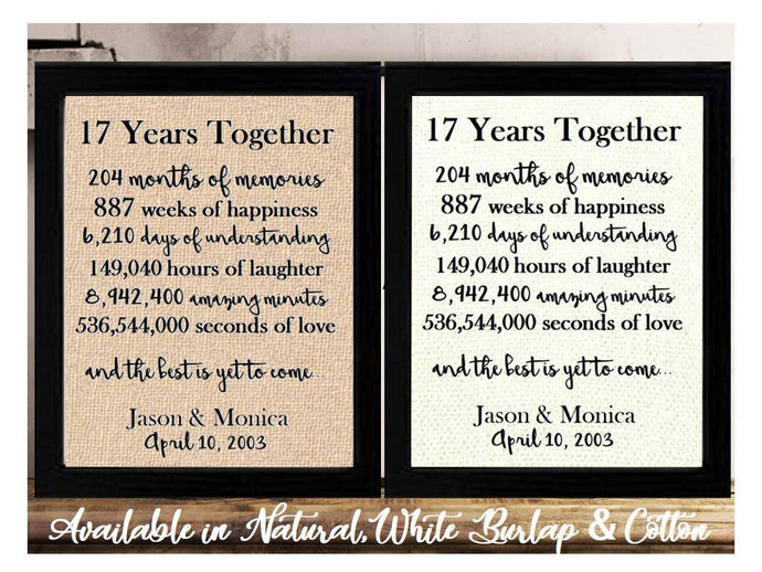 17 year Anniversary Gift for wife husband  | 17 years together gift for girlfriend boyfriend | 17th anniversary gift him her | wedding gift