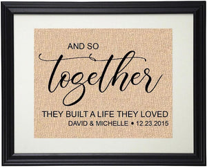 Personalized Christmas Gift For Couple And So Together They Built a Life They Loved Sign Bedroom Sign Wall Art Farmhouse Style Home Decor