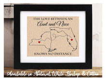 The Love Between an Aunt and Niece Know no Distance Easter Gift for Aunt from Daughter Gifts for Aunt Long Distance Family Map Two States