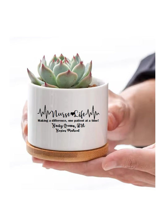 Nurse Gift Personalized Nurse Appreciation Gift Succulent Flower Pot Gift Nurse Life Thank you Gift Nurse Coworker Gift Custom Nurse Gifts