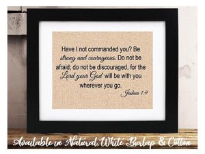 Be strong and courageous sign | Lord your God | Joshua 1:9 | Religious Scripture Bible Verse Sign | Bedroom Wall Decor | Living room Decor