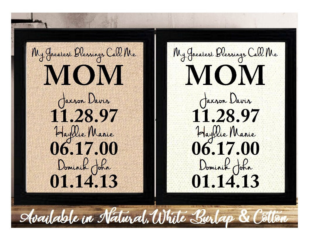 Christmas Gift for Mom from Daughter Birthday Gift for Mom Personalized for MOM Christmas Gift Idea My Greatest Blessings Call Me Mom