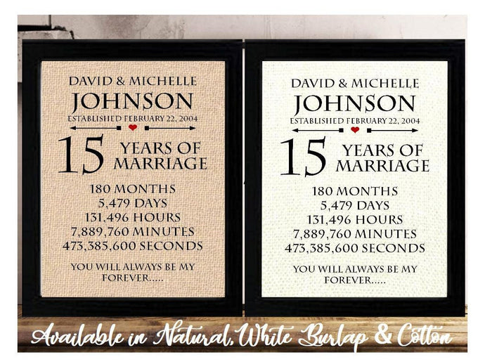 15 years of Marriage | 15th Anniversary Wedding Gift for Wife | Wedding Anniversary Gift Husband | Personalized Anniversary Gift Mom & Dad