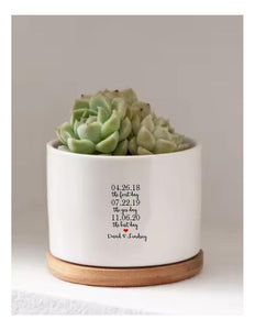 Personalized First Day Yes Day Best Day Custom Succulent Flower Pot Gift Gift for Wife Husband Gift Couples Wedding Gift Anniversary Gift