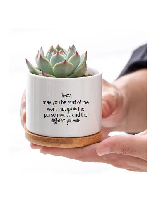 Personalized Appreciation Gift Thank You Gift Custom Succulent Flower Pot Retirement Gift For Coworker Gift For Mentor Gifts For Teacher