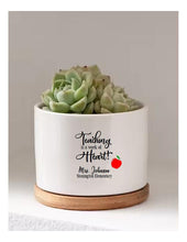 Teacher Gifts Teaching is a work of Heart Day Care School Teacher Personalized Succulent Flower Pot Teacher Appreciation Thank You Gift