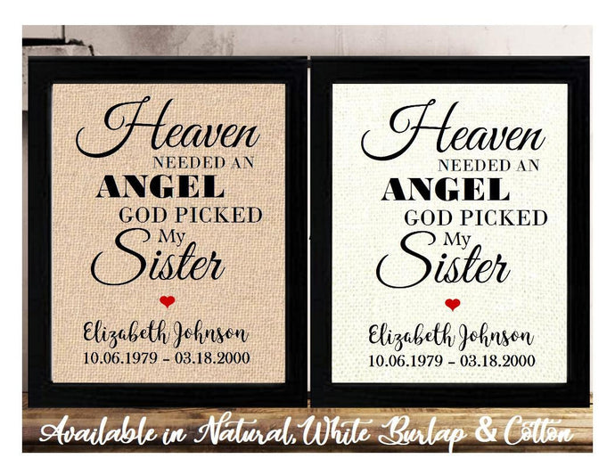 Sympathy Gifts for Sister | Sister Memorial | Personalized Loss of Sister Sign | Sister Passed Away | Sister Condolence | Funeral