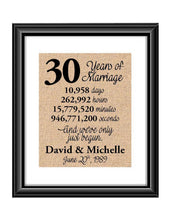This is the perfect 30 year anniversary gift for that special lady or gentleman in your life. This particular print also makes a great wedding gift for that special couple.  30 Years of Marriage And We've Only Just Begun Anniversary Burlap or Cotton Personalized Print
