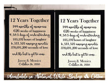 12 Years Together And The Best is Yet to Come Anniversary Burlap or Cotton Personalized Print